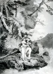 St Preux och Julia, 1786 (penna och bläck med wc)